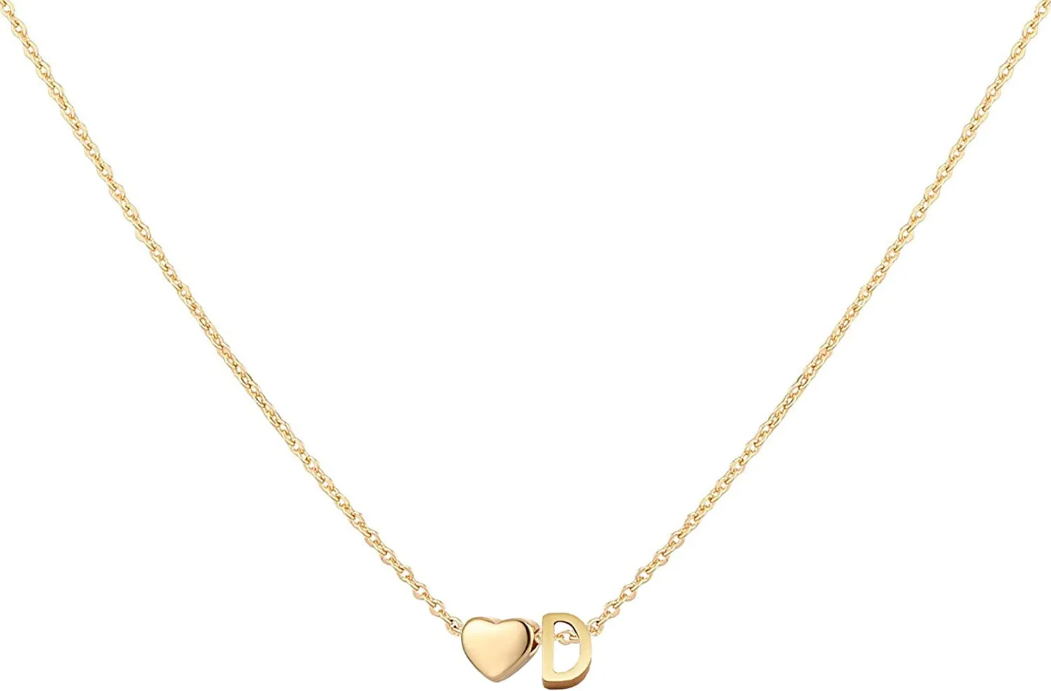 Initial Heart Necklace,18K Gold Plated Stainless Steel Tiny Heart Letter Necklace Personalized Monogram Name Necklace for Women Girls