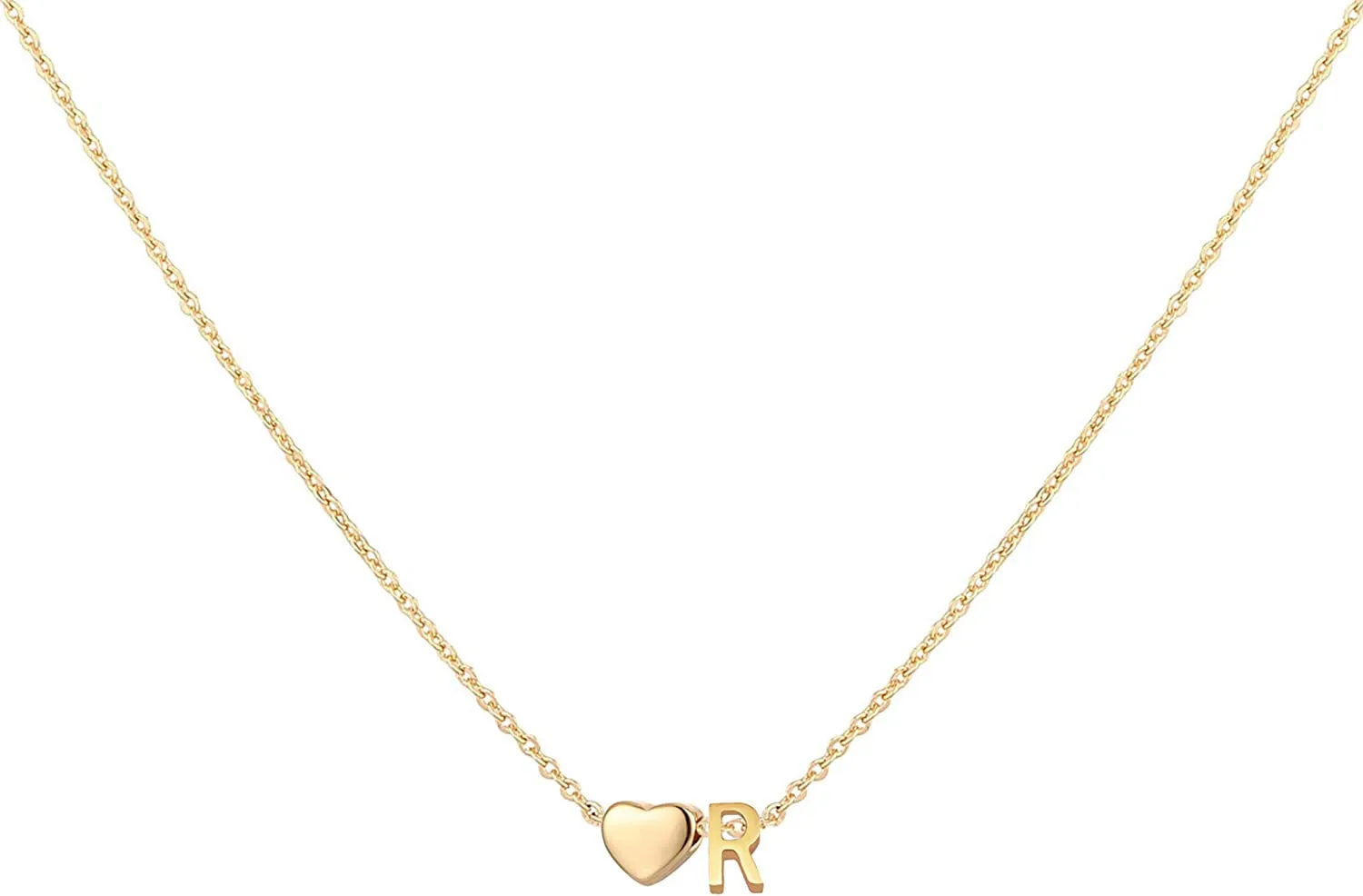 Initial Heart Necklace,18K Gold Plated Stainless Steel Tiny Heart Letter Necklace Personalized Monogram Name Necklace for Women Girls