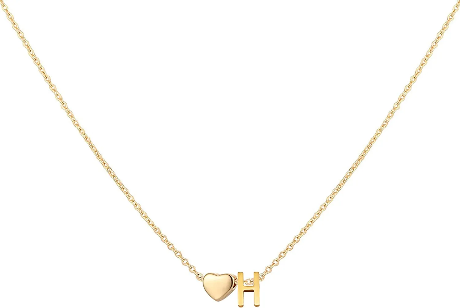 Initial Heart Necklace,18K Gold Plated Stainless Steel Tiny Heart Letter Necklace Personalized Monogram Name Necklace for Women Girls
