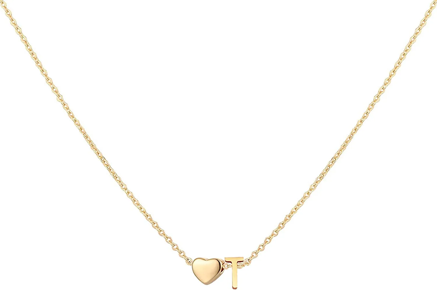 Initial Heart Necklace,18K Gold Plated Stainless Steel Tiny Heart Letter Necklace Personalized Monogram Name Necklace for Women Girls