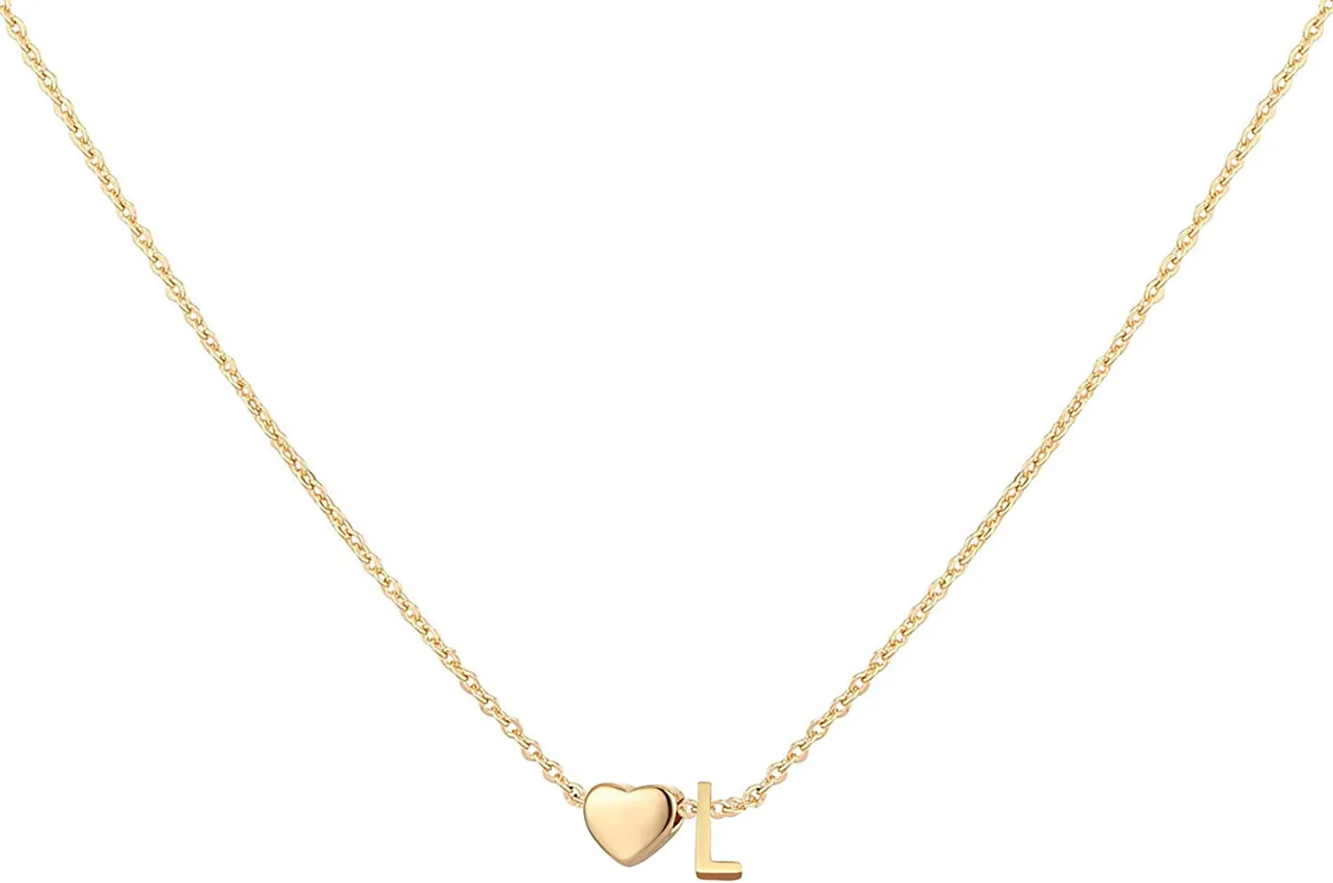 Initial Heart Necklace,18K Gold Plated Stainless Steel Tiny Heart Letter Necklace Personalized Monogram Name Necklace for Women Girls