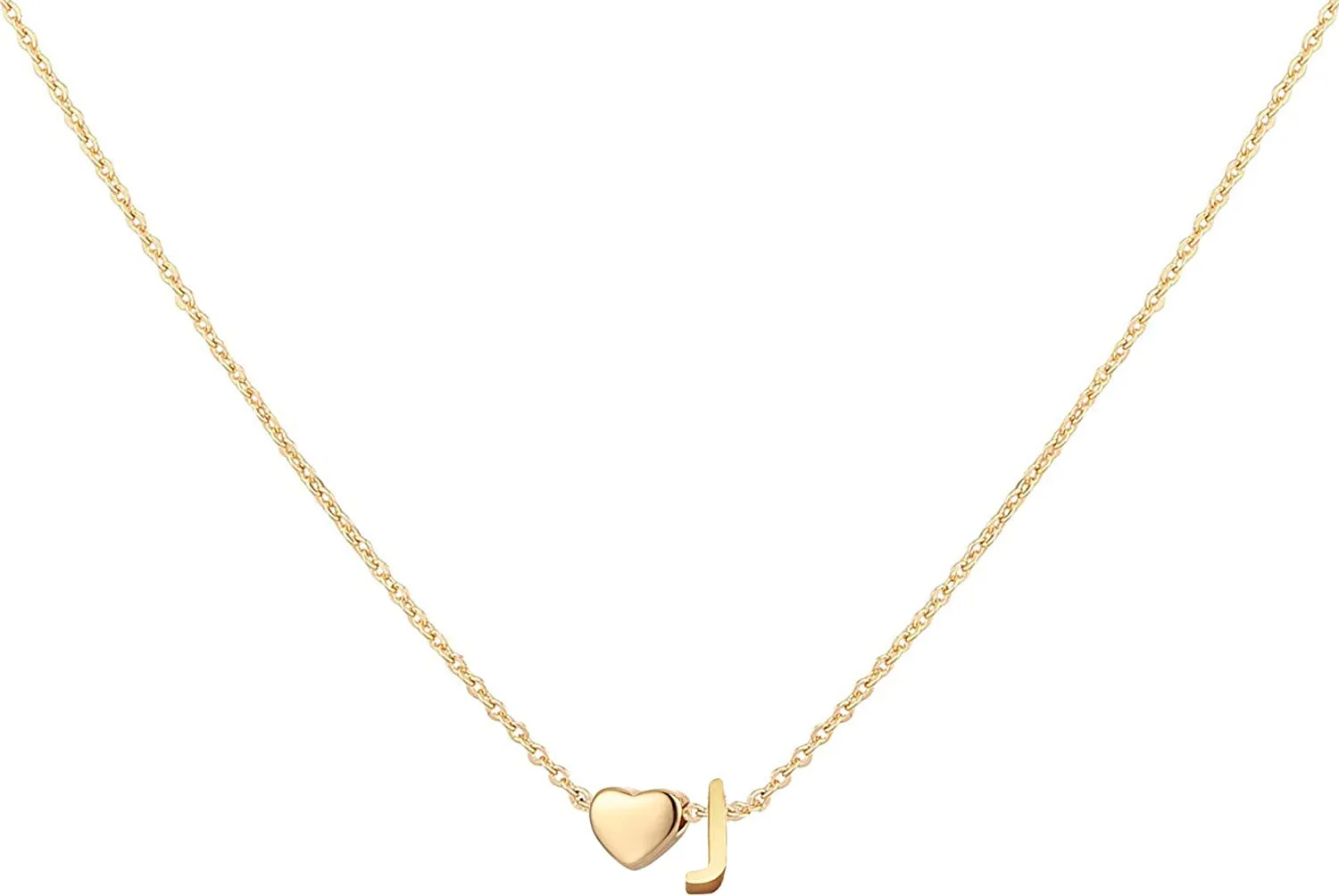Initial Heart Necklace,18K Gold Plated Stainless Steel Tiny Heart Letter Necklace Personalized Monogram Name Necklace for Women Girls