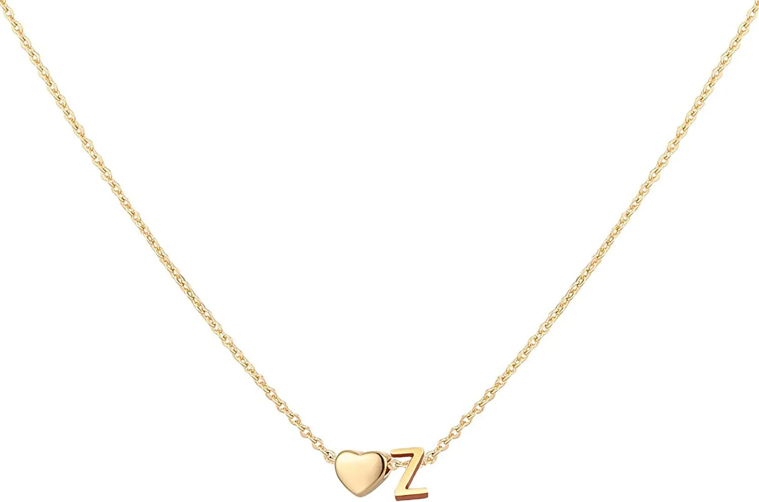 Initial Heart Necklace,18K Gold Plated Stainless Steel Tiny Heart Letter Necklace Personalized Monogram Name Necklace for Women Girls
