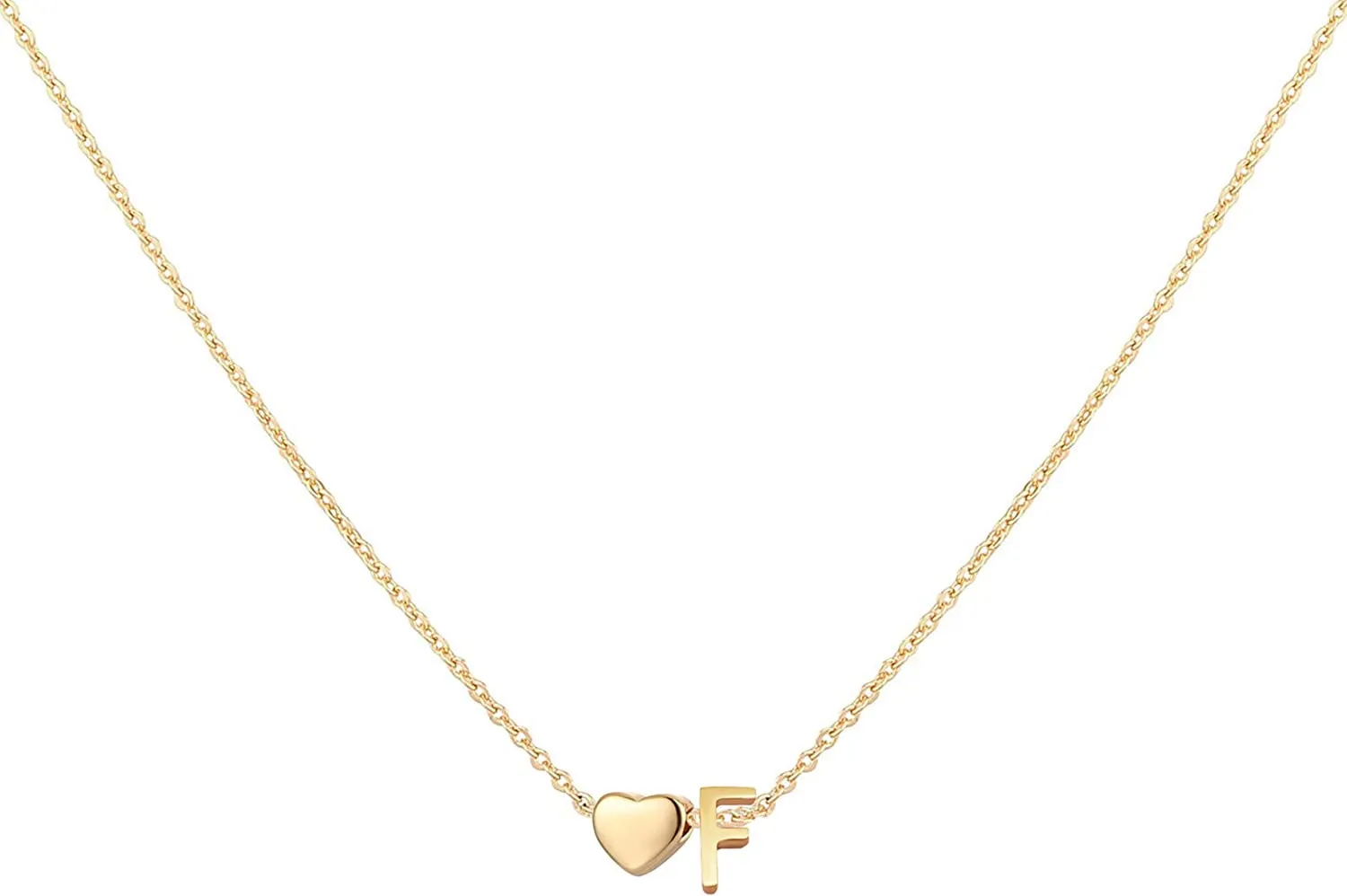 Initial Heart Necklace,18K Gold Plated Stainless Steel Tiny Heart Letter Necklace Personalized Monogram Name Necklace for Women Girls