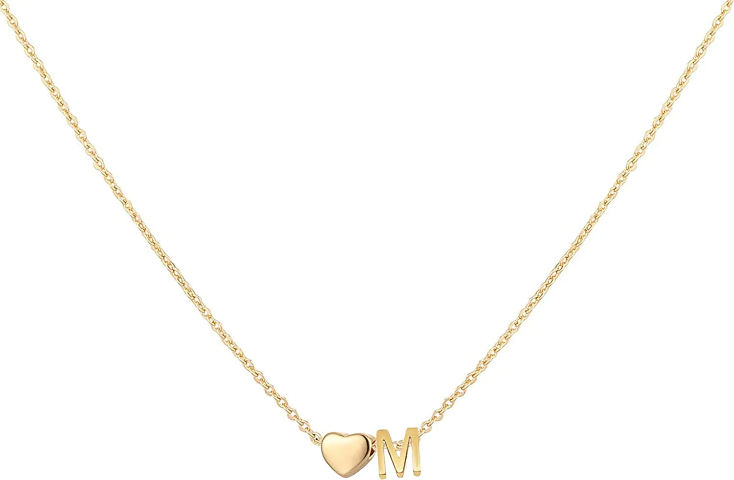 Initial Heart Necklace,18K Gold Plated Stainless Steel Tiny Heart Letter Necklace Personalized Monogram Name Necklace for Women Girls