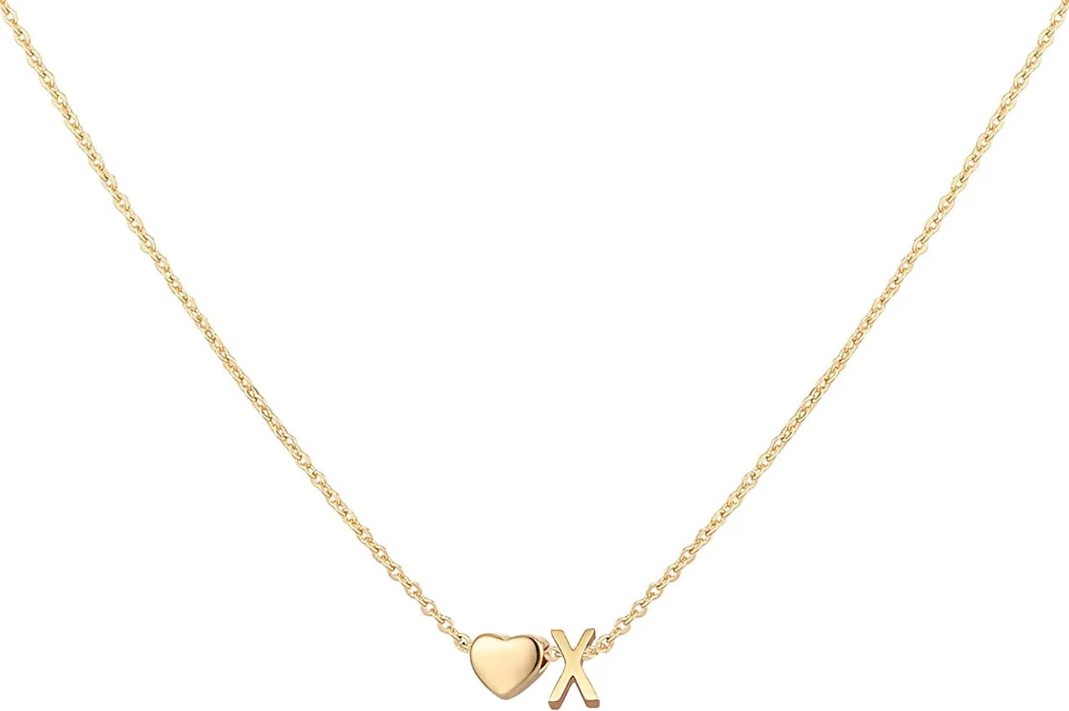 Initial Heart Necklace,18K Gold Plated Stainless Steel Tiny Heart Letter Necklace Personalized Monogram Name Necklace for Women Girls