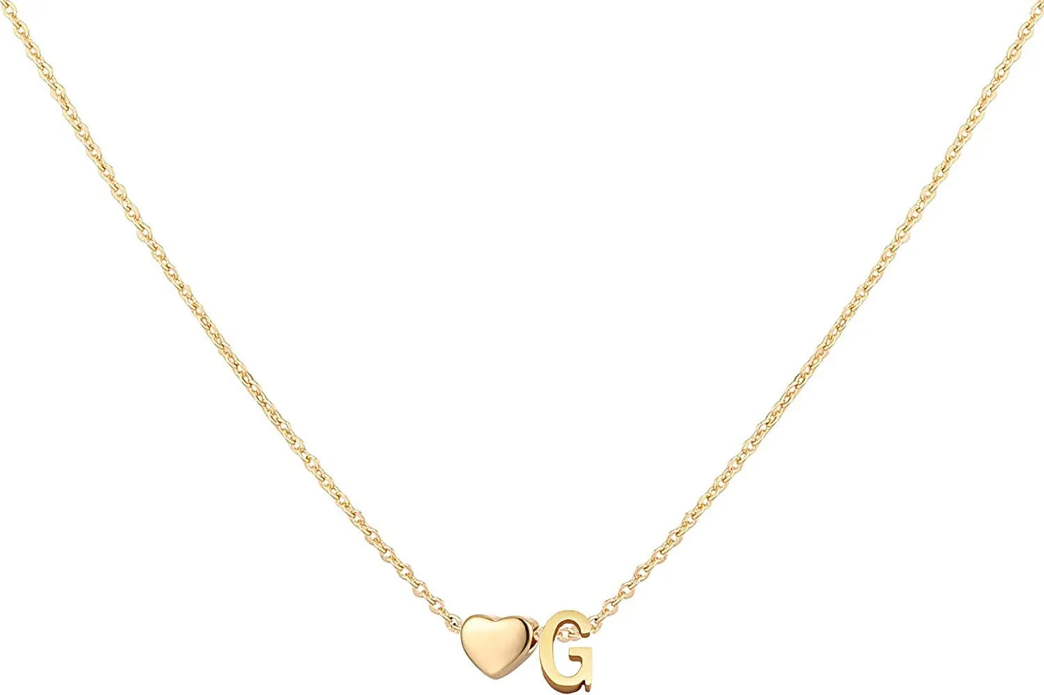 Initial Heart Necklace,18K Gold Plated Stainless Steel Tiny Heart Letter Necklace Personalized Monogram Name Necklace for Women Girls