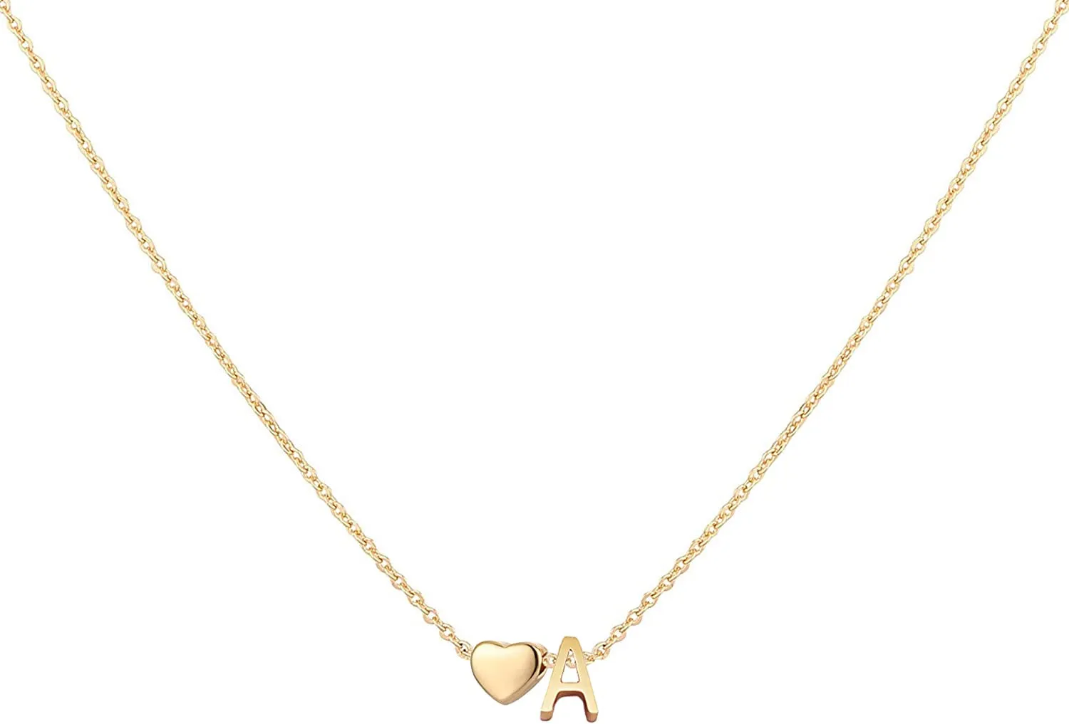 Initial Heart Necklace,18K Gold Plated Stainless Steel Tiny Heart Letter Necklace Personalized Monogram Name Necklace for Women Girls