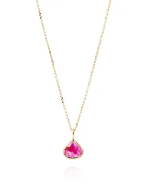 Inverted Heart Shaped Ruby Drop Necklace