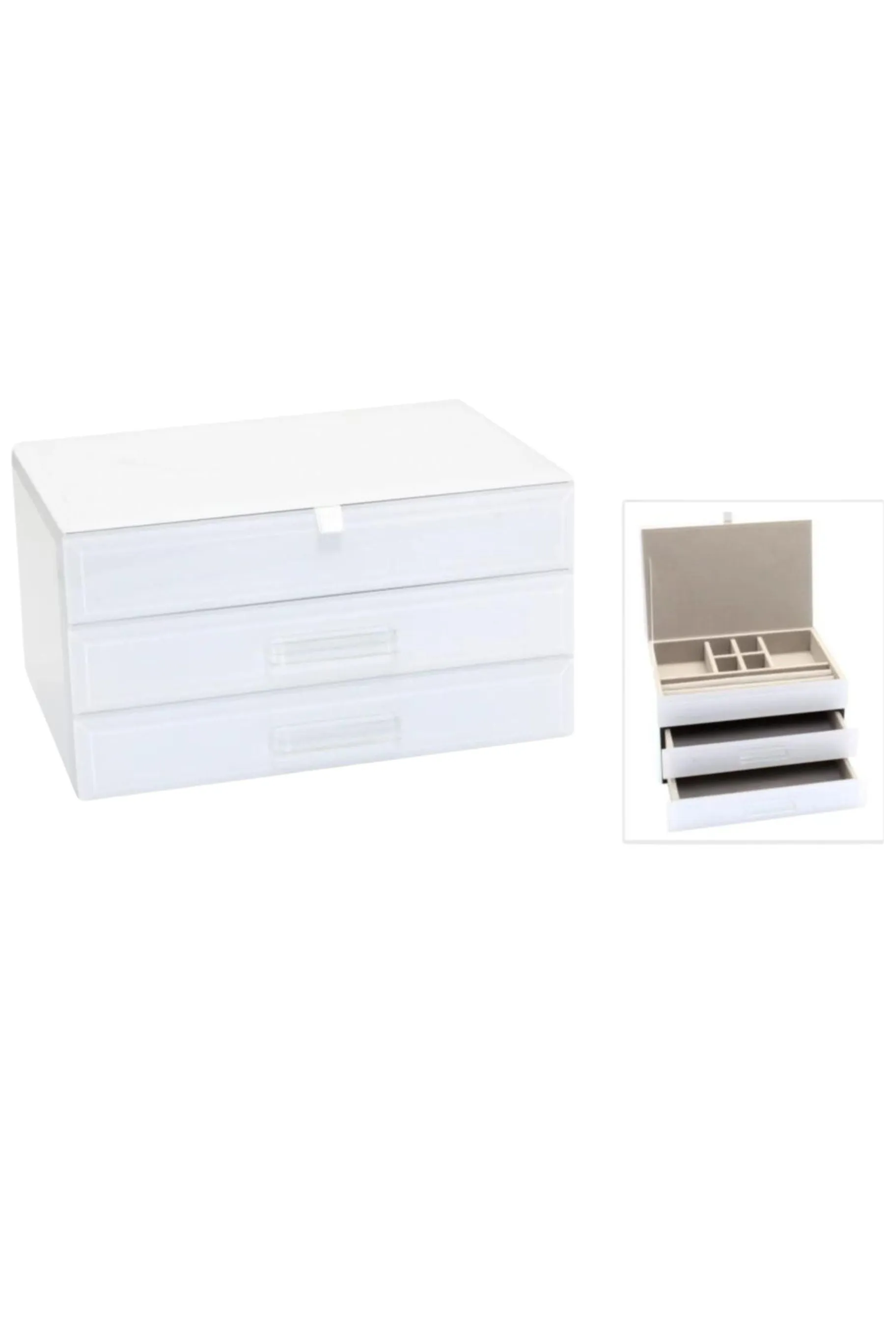 Jewellery Box | White Glass Medium