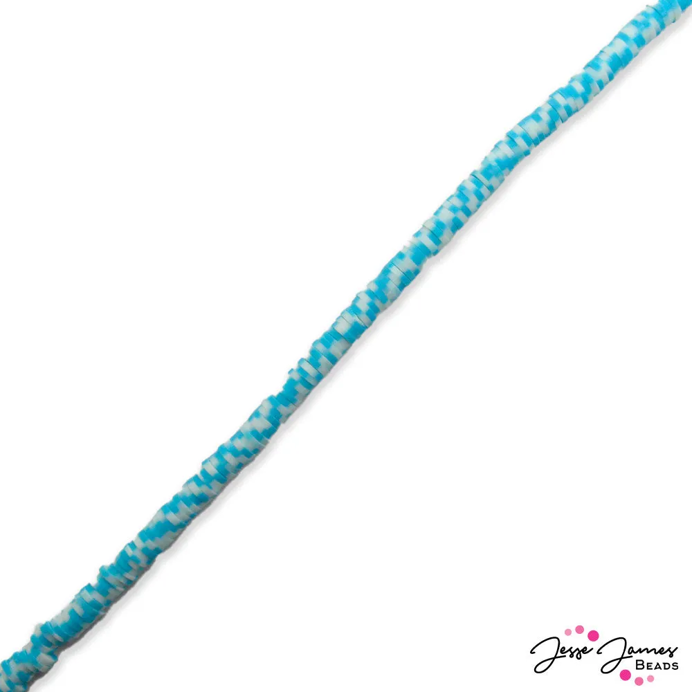 JJB Heishi Bead Strand in Baby Blue Polka