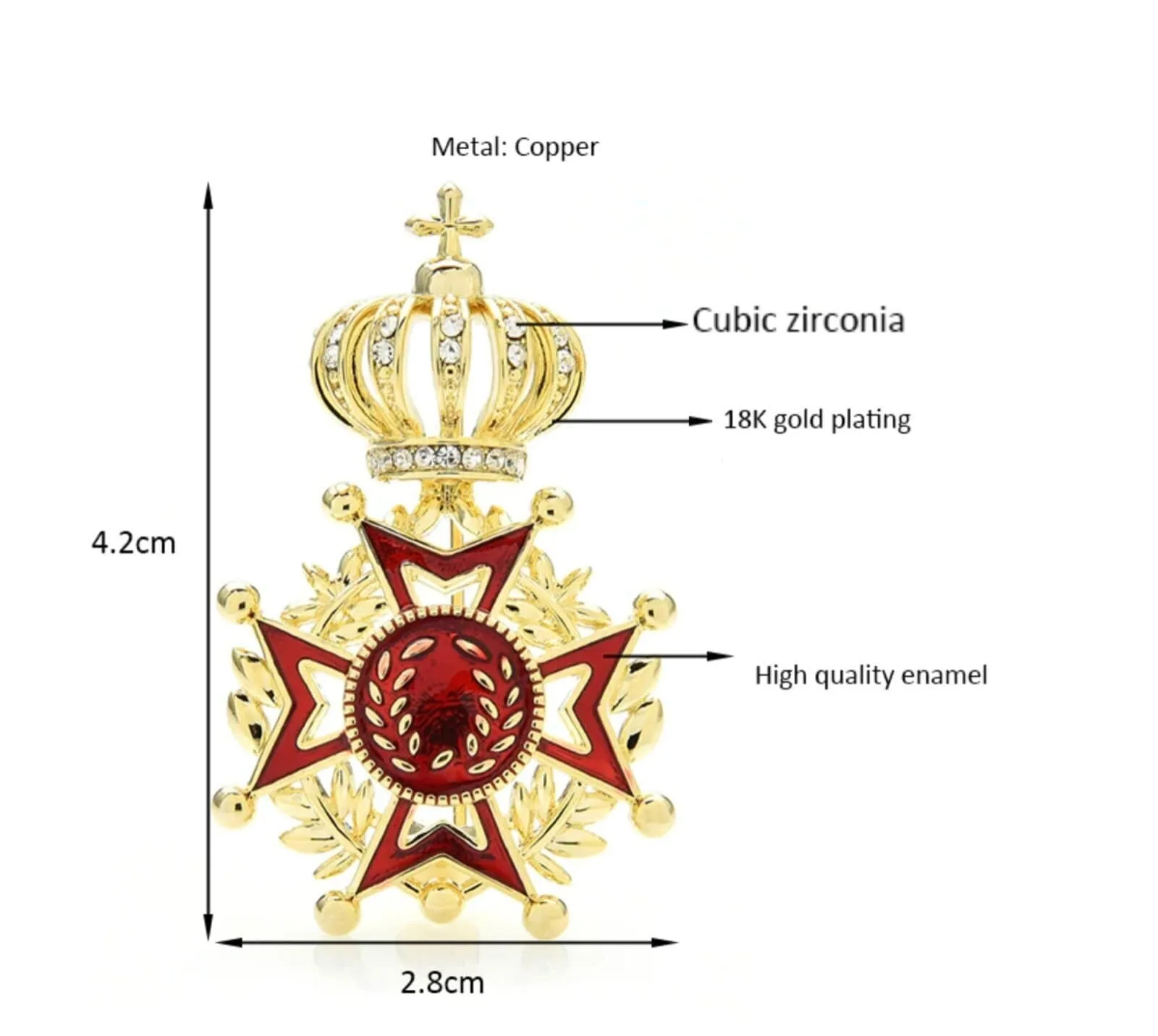 Jubilee crown brooch czech stone vintage look queen broach gold plated pin gg102