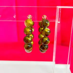 Kate Beaded Hoops - Brown