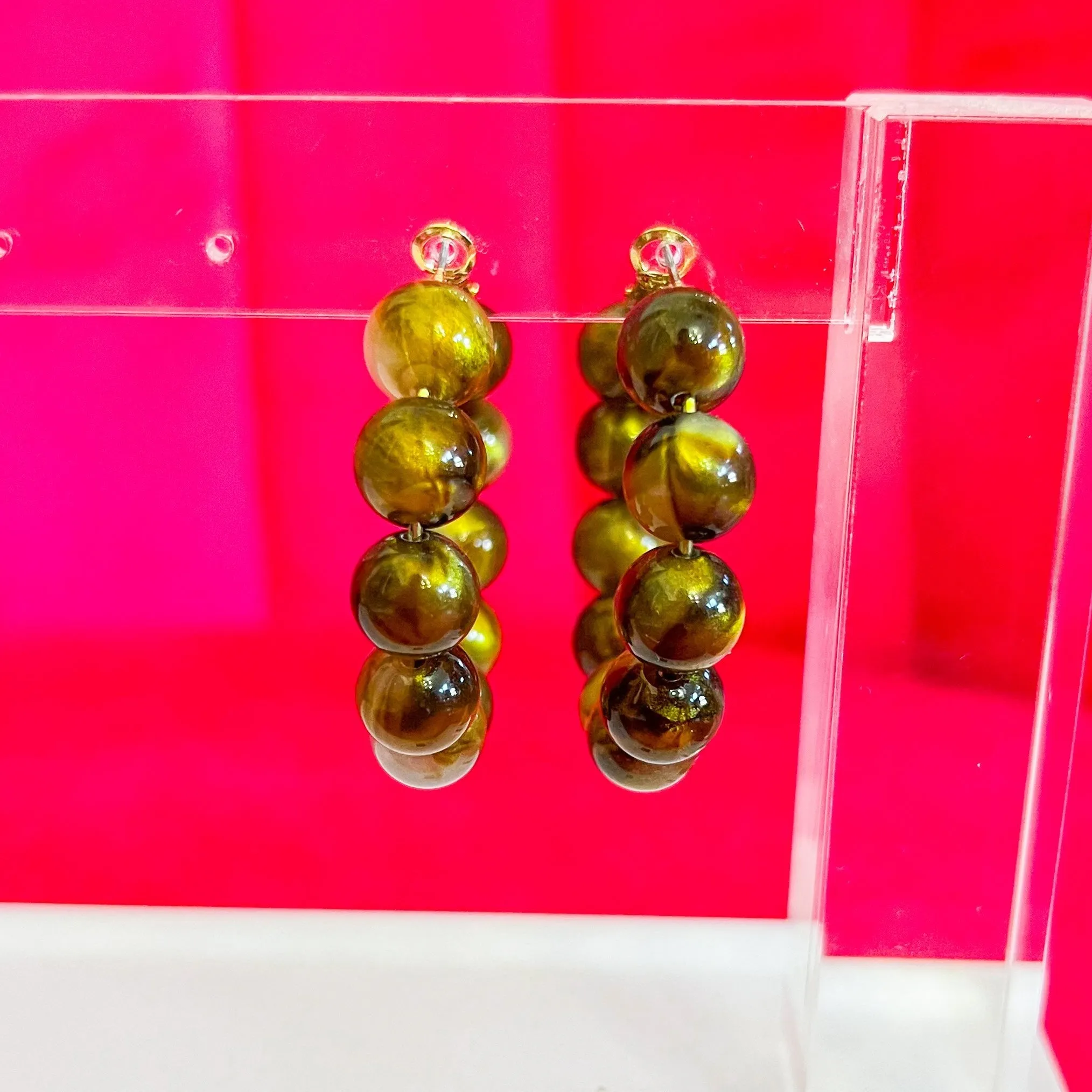 Kate Beaded Hoops - Brown
