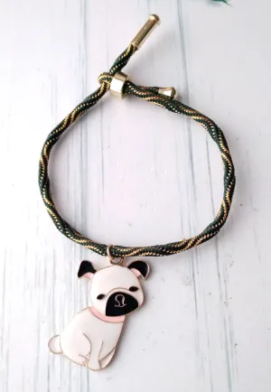 Kelly Enameled Bulldog Corded Slider Bracelet