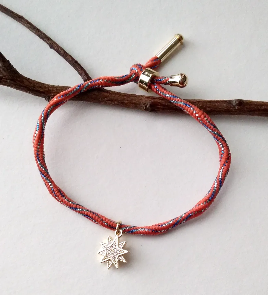 Kelly Starburst Metallic Corded Slider Bracelet