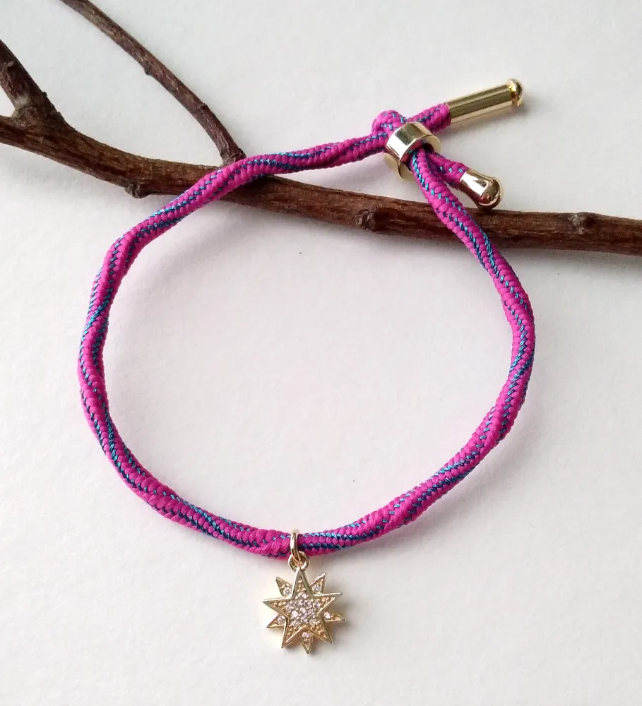 Kelly Starburst Metallic Corded Slider Bracelet