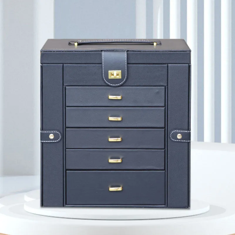 Large capacity jewelry box with five layers and lock beads, Amazon hot selling jewelry storage box beads