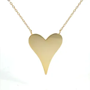 Large Heart Necklace, 14K Gold Plated Sterling Silver Necklace