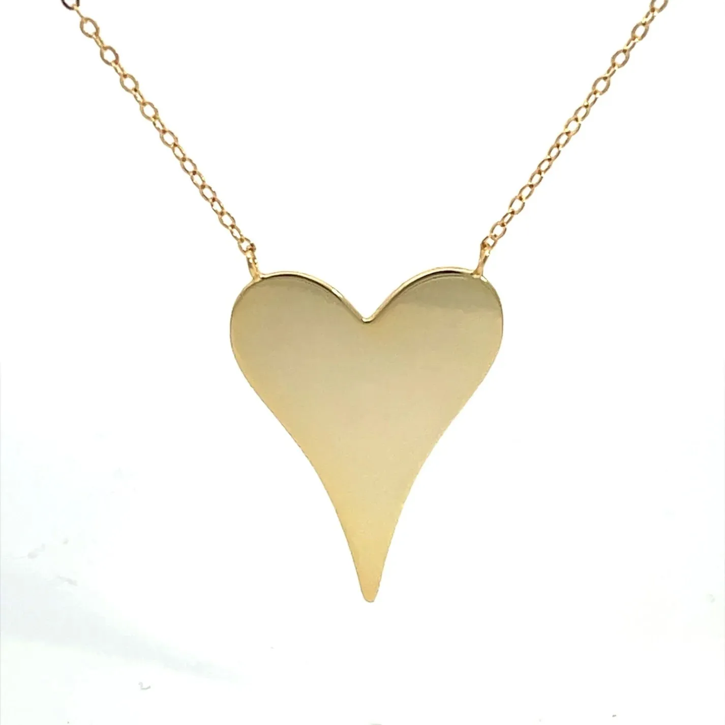 Large Heart Necklace, 14K Gold Plated Sterling Silver Necklace