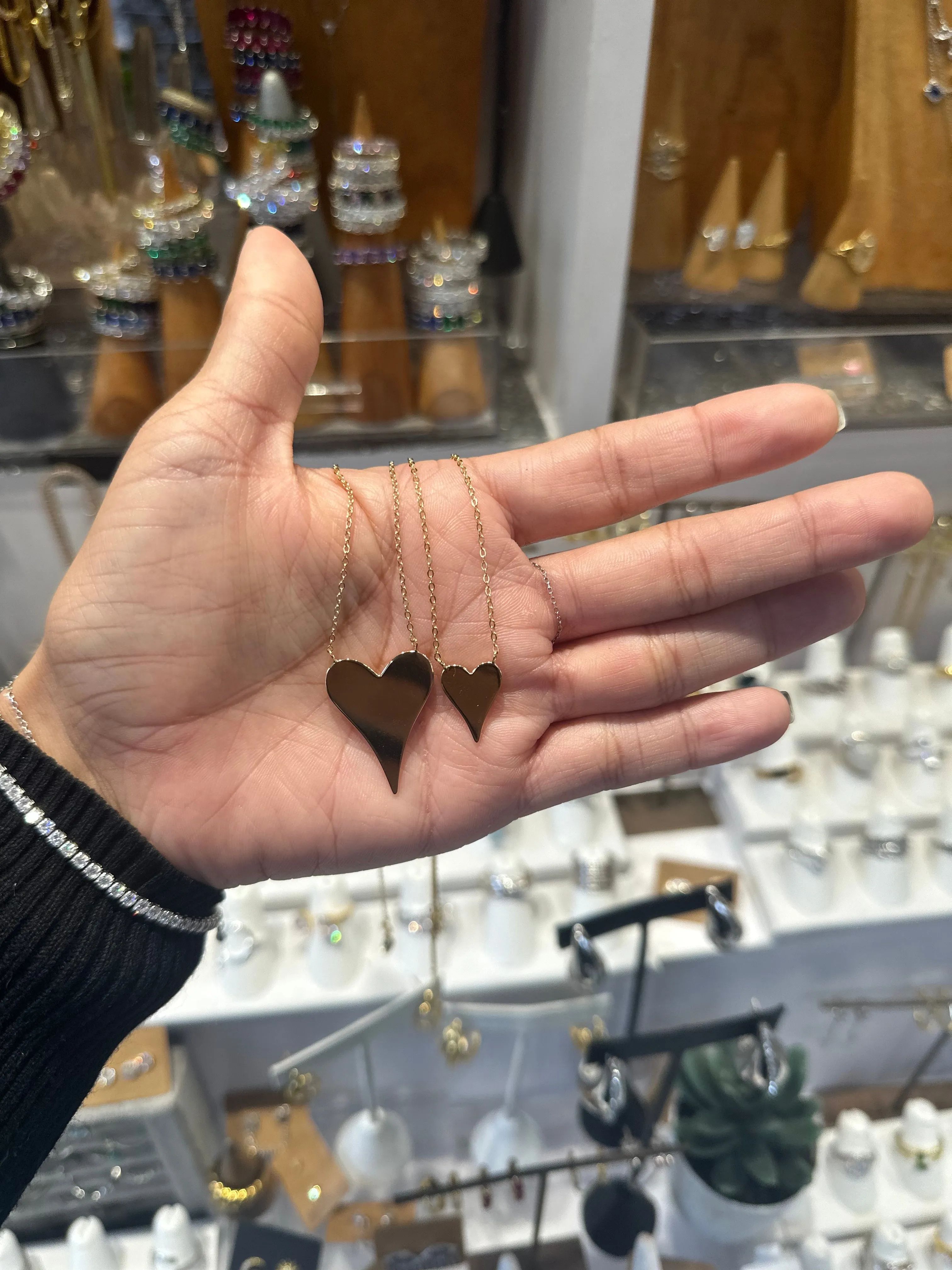 Large Heart Necklace, 14K Gold Plated Sterling Silver Necklace