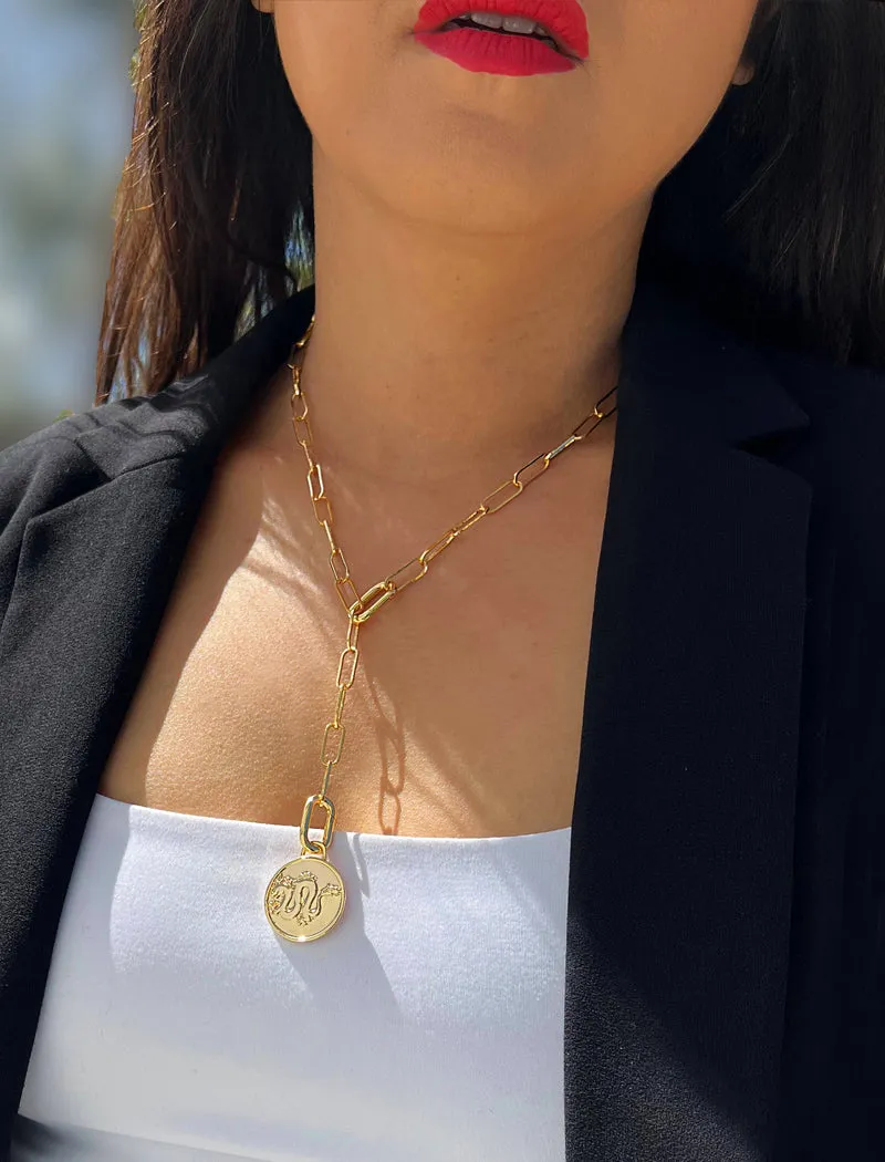 LUCKY DRAGON Charm Coin Pendant Necklace | Gender Neutral
