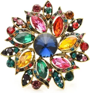 Luxury Crystal Sun Flower Women Brooch Pins Crystal Pin Enamel Pins, Vintage Trend Accessories Rhinestone Crystal Brooch, Alloy Lapel Pins Brooches Pin Badges Brooch Pin Jewelry for Women Girls