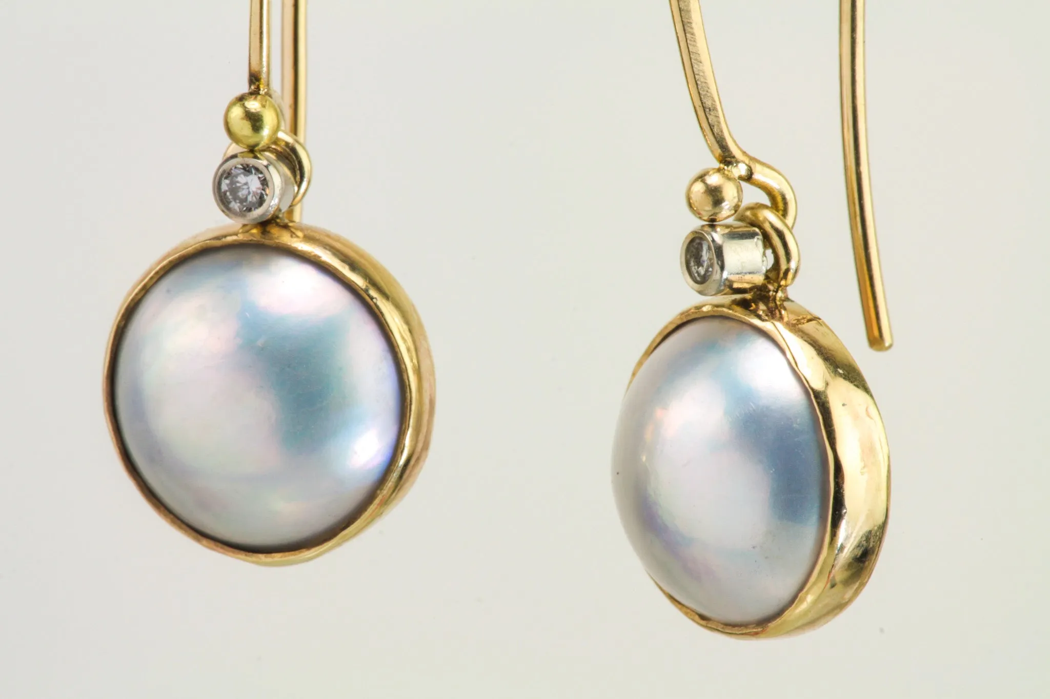 Mabé Pearl & Diamond Gold Earrings