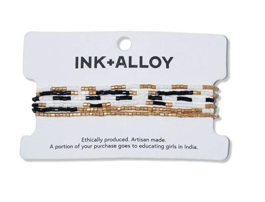 Macy Six Strands Luxe Beaded Bracelet Set Black