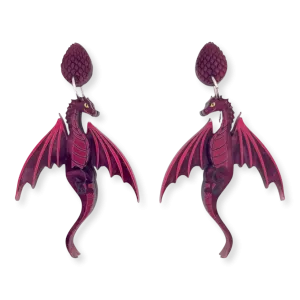 Maroon  Dragon - earrings