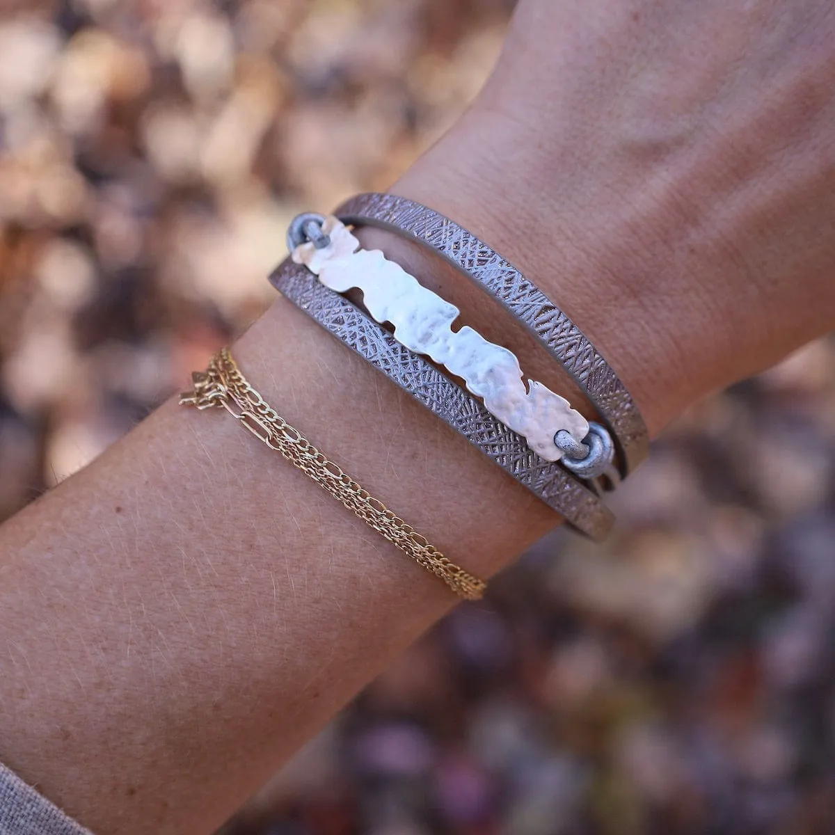 Matte Silver Metallic Grey Bracelet