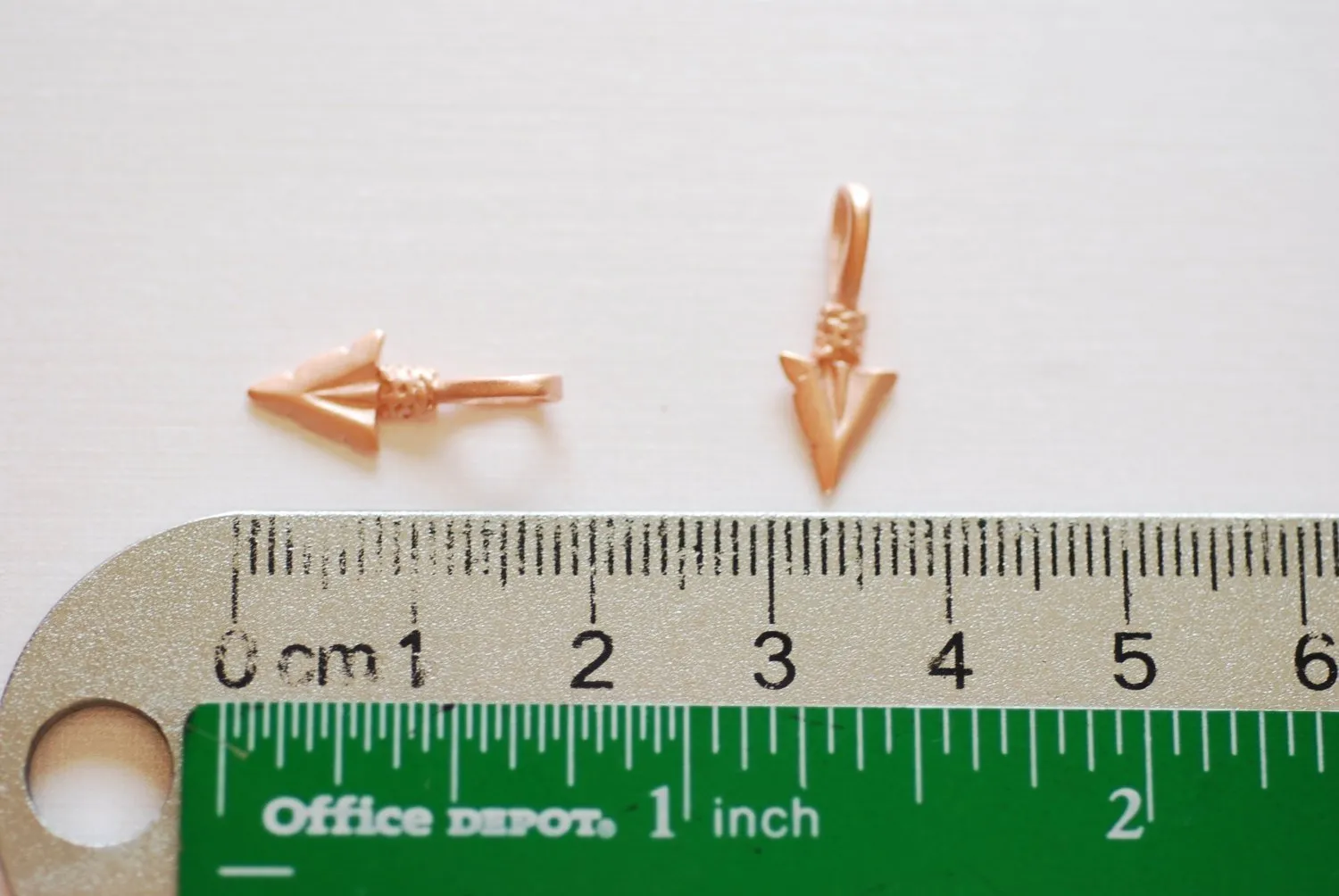 Matte Vermeil Rose Gold Arrow charm, 18k gold over 925 sterling silver Arrow charm, Gold arrow, arrow, arrowhead, arrow charm, vermeil arrow