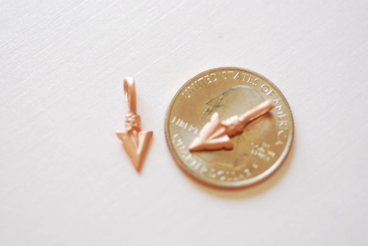 Matte Vermeil Rose Gold Arrow charm, 18k gold over 925 sterling silver Arrow charm, Gold arrow, arrow, arrowhead, arrow charm, vermeil arrow