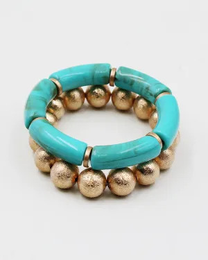 Metal Ball & Resin Link Multiple Layered Bracelet