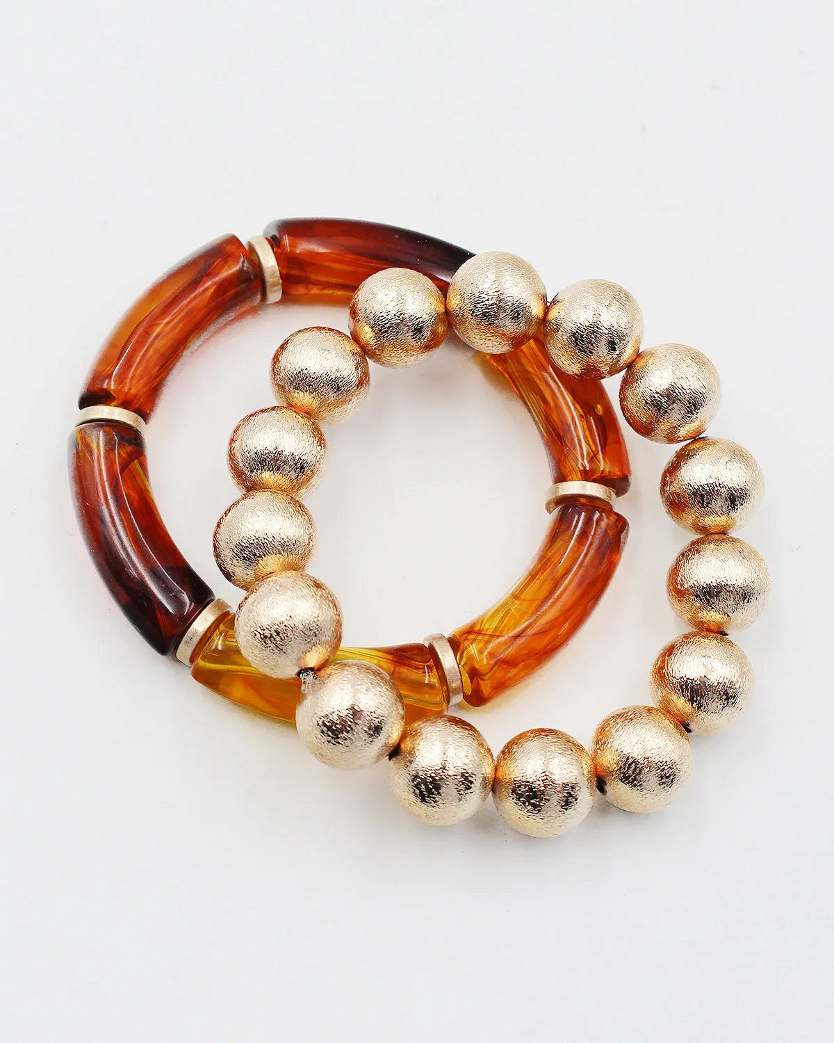 Metal Ball & Resin Link Multiple Layered Bracelet