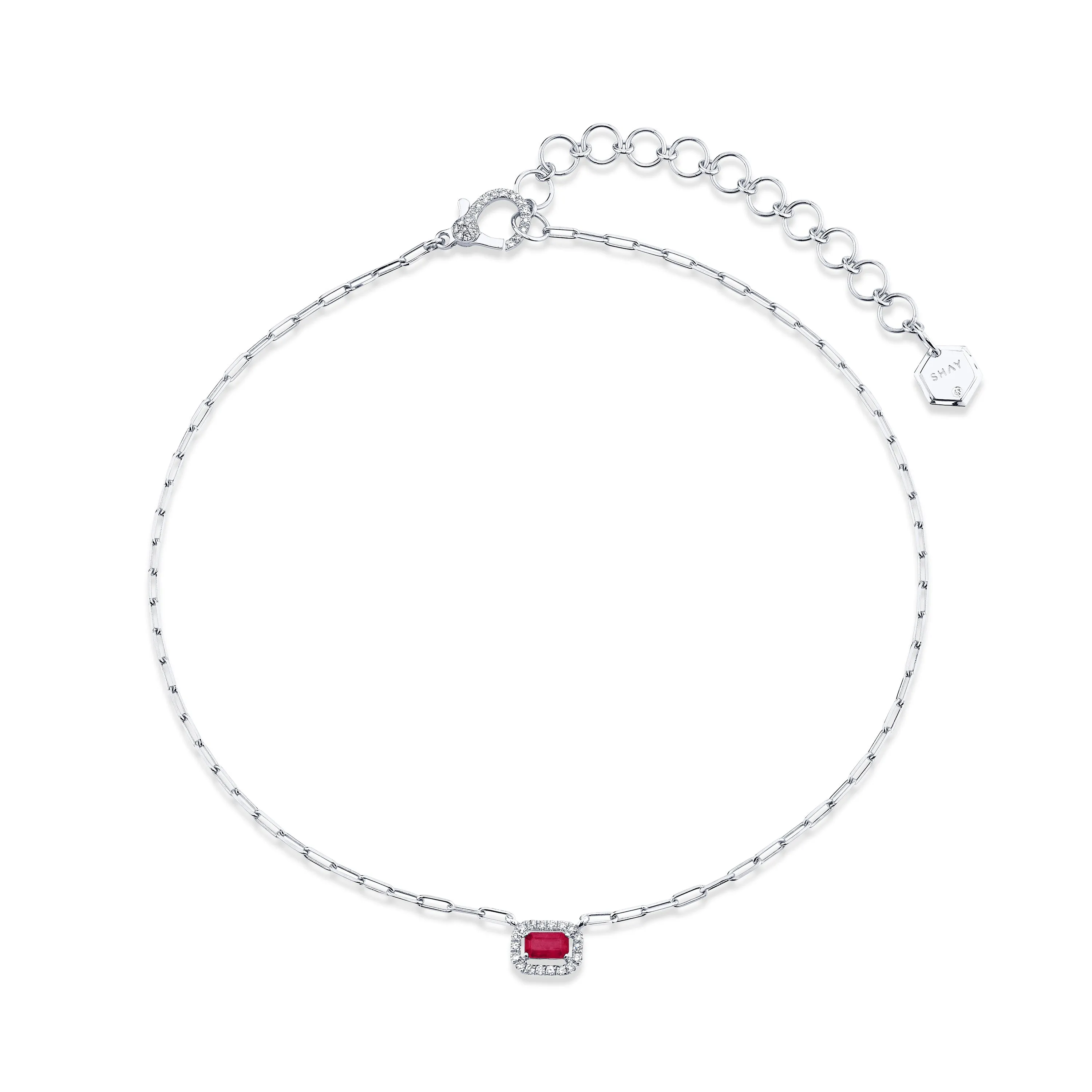 MINI ME DIAMOND & RUBY HALO DROP NECKLACE