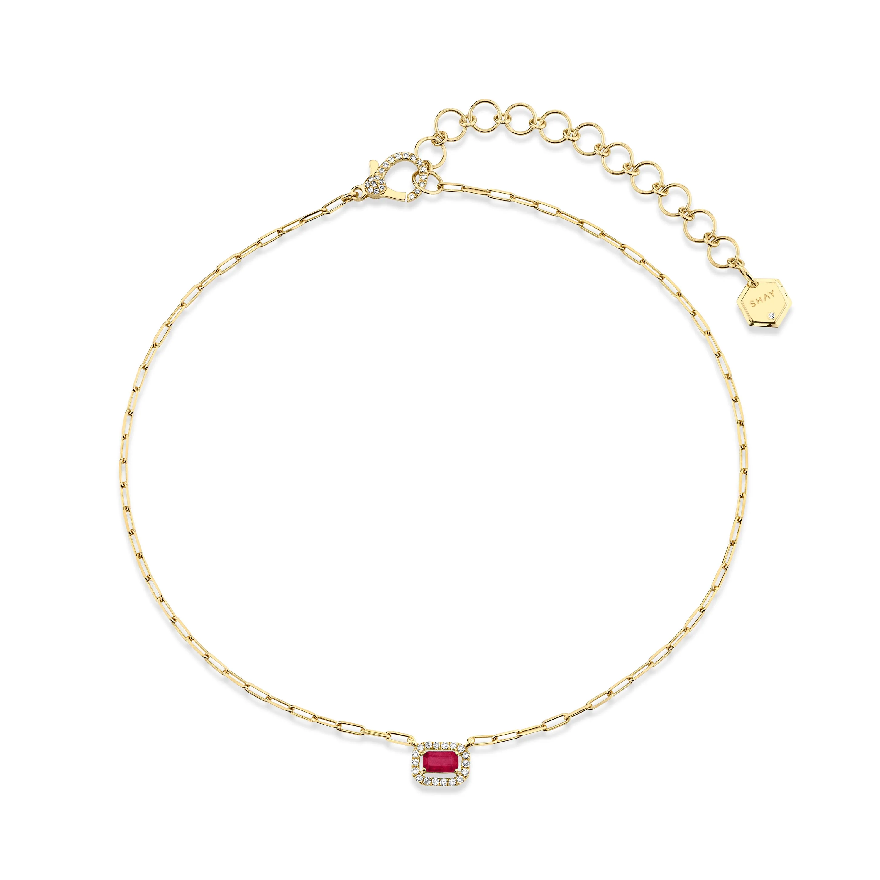 MINI ME DIAMOND & RUBY HALO DROP NECKLACE