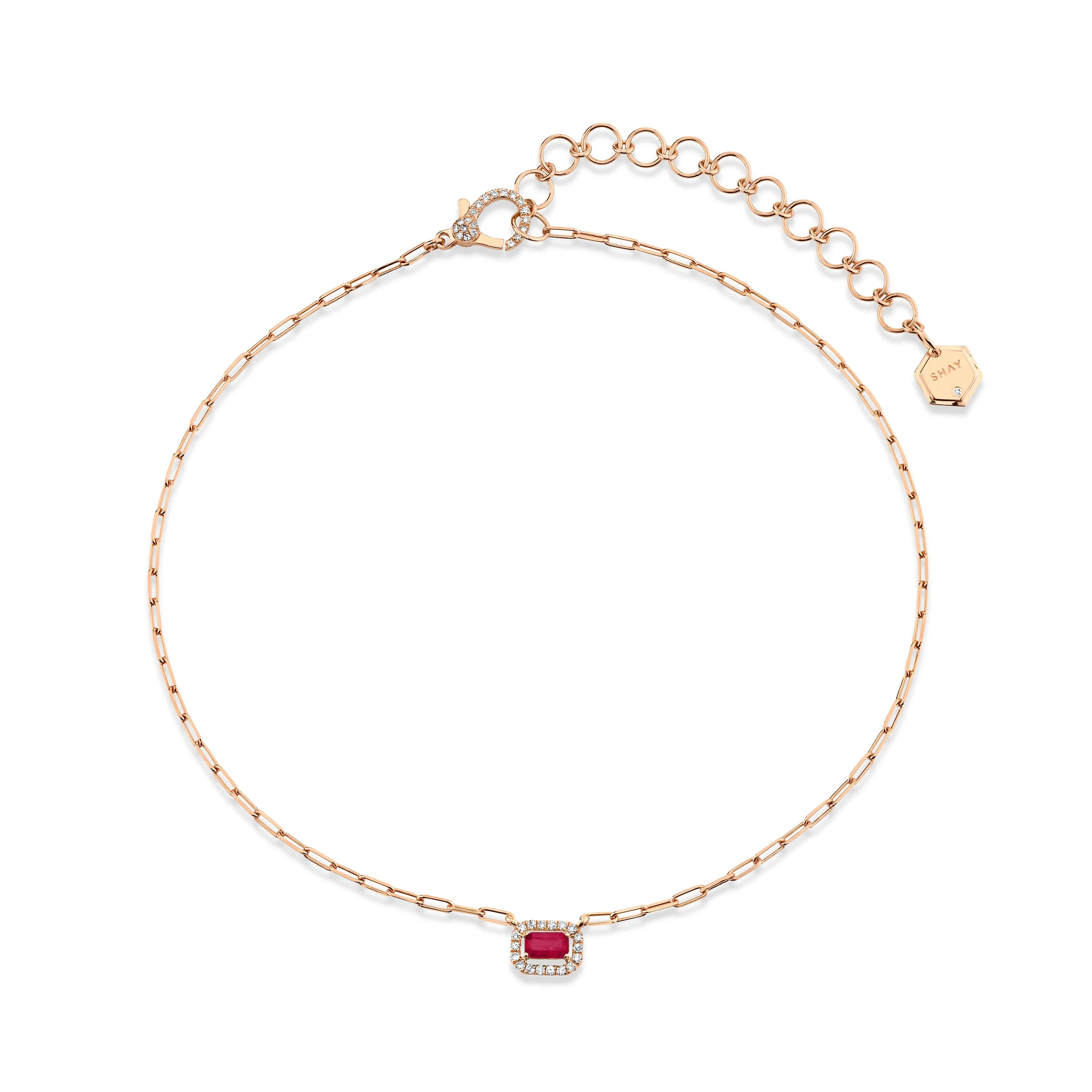 MINI ME DIAMOND & RUBY HALO DROP NECKLACE