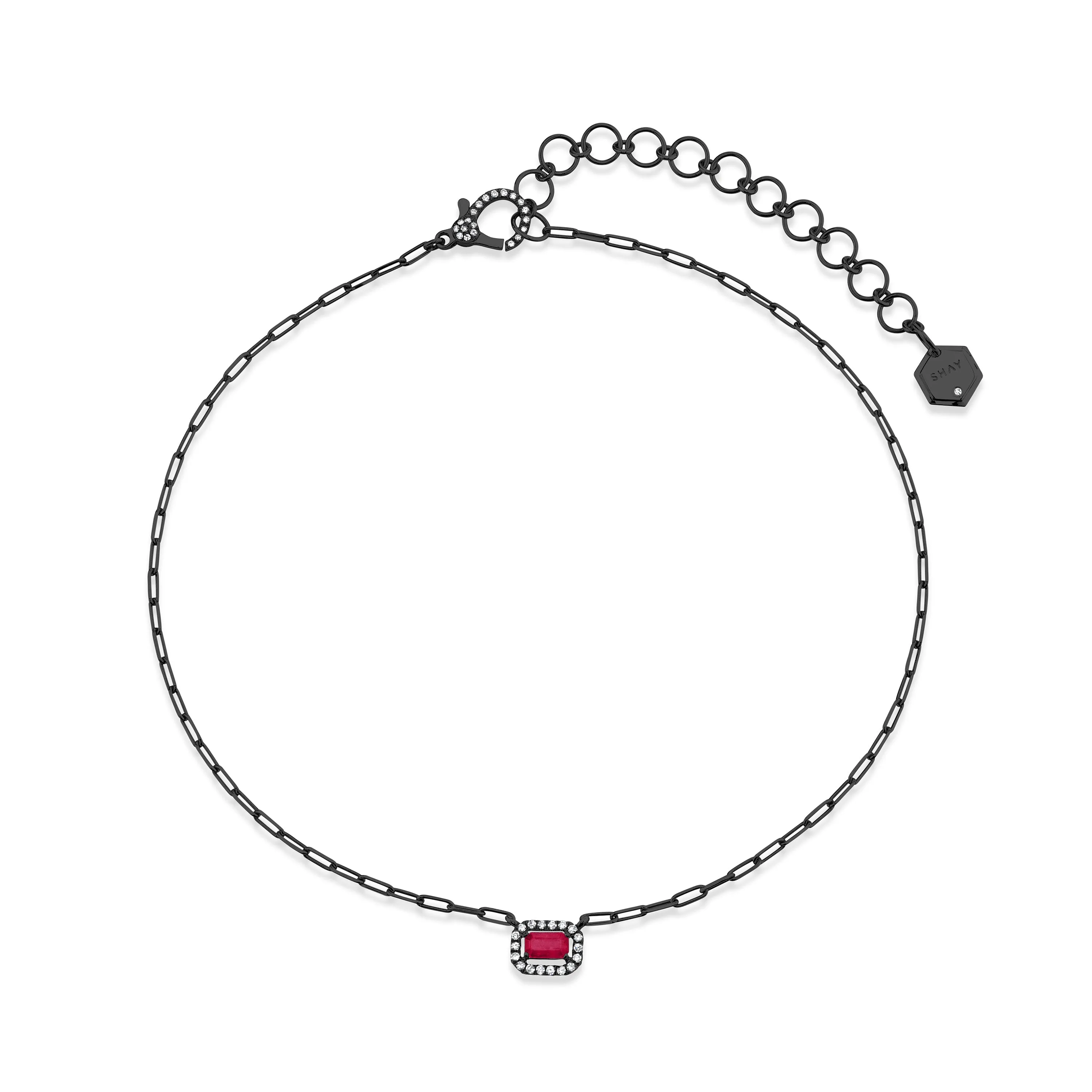 MINI ME DIAMOND & RUBY HALO DROP NECKLACE