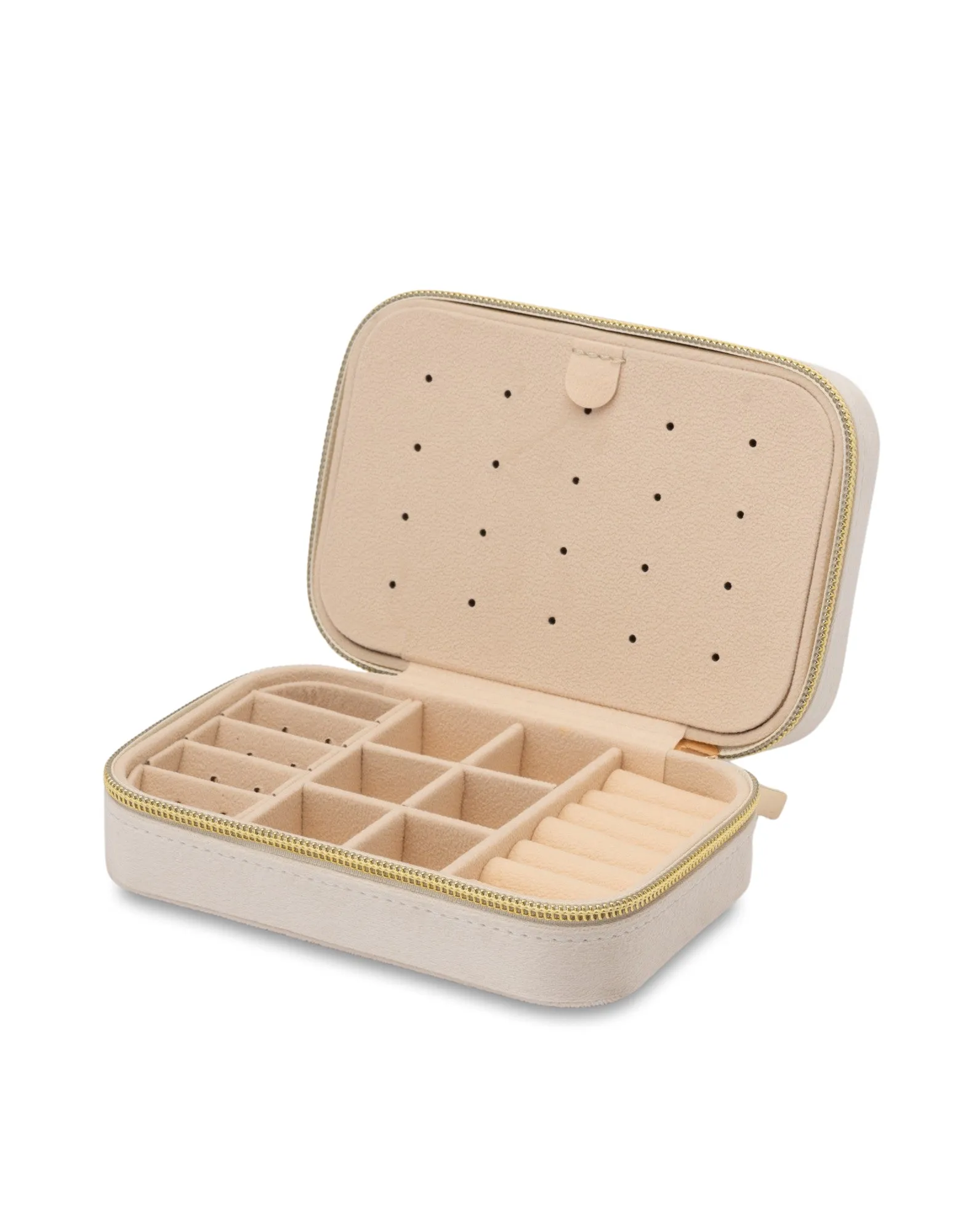 Mocha Velvet Rectangular Jewellery Case- Pearl