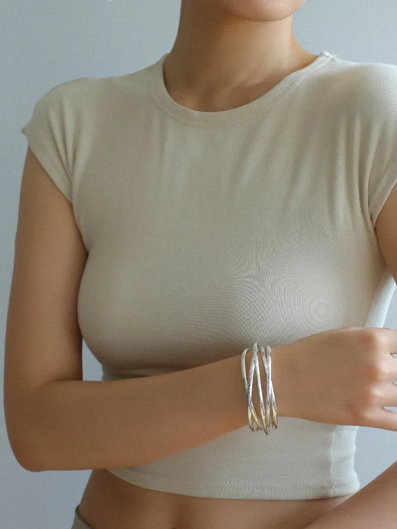 Multi-Layer Geometric Line Metal Bangles Bracelet