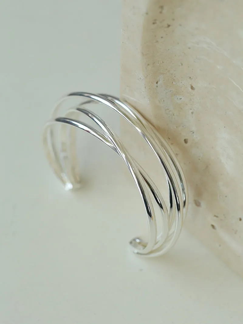 Multi-Layer Geometric Line Metal Bangles Bracelet