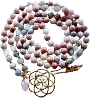 Natural Jasper, Labradorite, Moonstone 8mm 108 Mala Beads, Spiritual, Meditation Beads, Reiki, Japa Mala, Buddhist Prayer Beads, Yoga Bracelet, healing beads LKMALA-RRGU-2926
