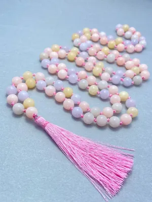 Natural Multi Morganite 8mm 108 Mala Beads, Spiritual, Meditation Beads, Reiki, Japa Mala, Buddhist Prayer Beads, Yoga Bracelet, healing beads LKMALA-RRGU-3592