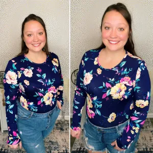 Navy Floral Bodysuit