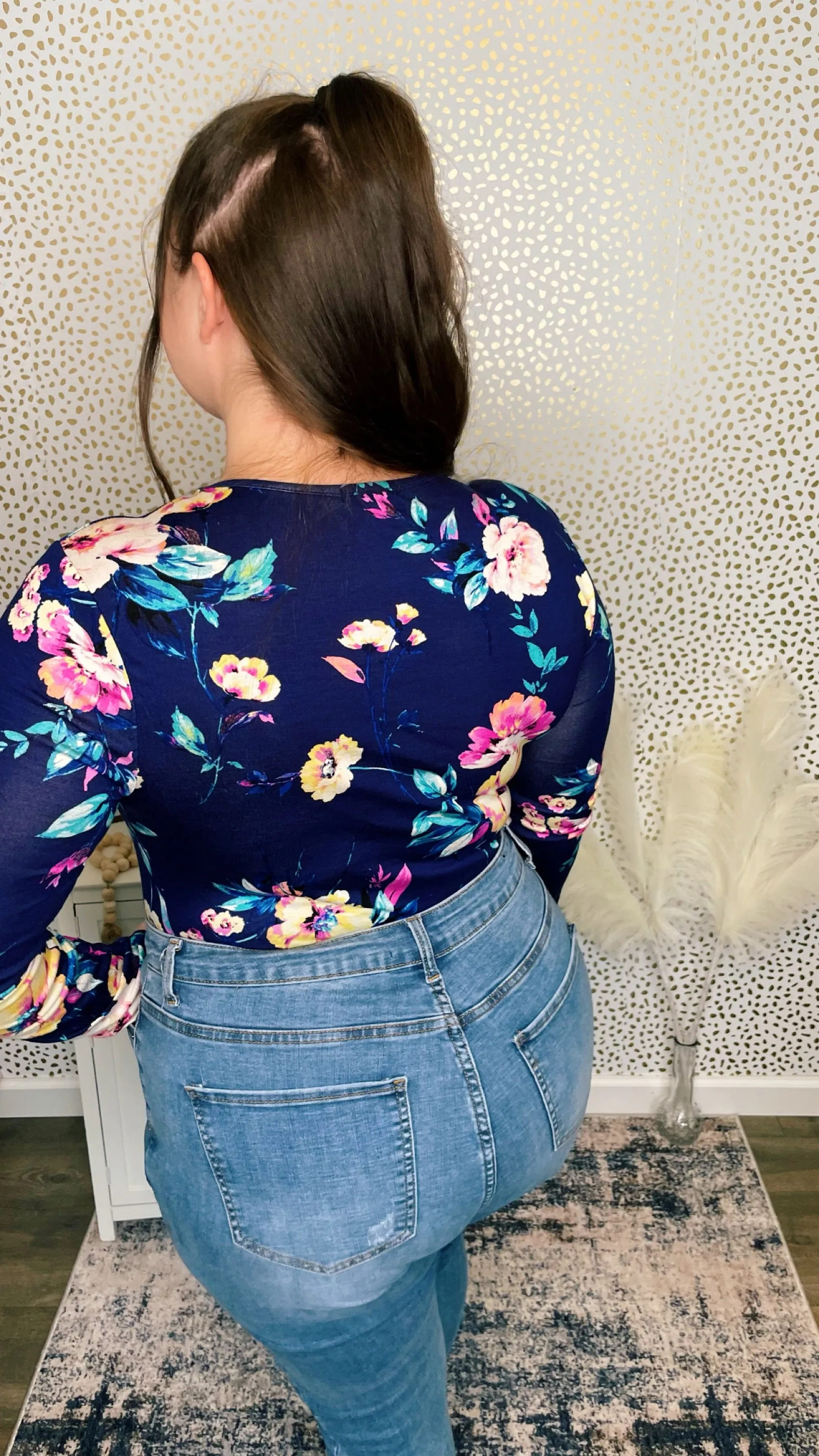 Navy Floral Bodysuit