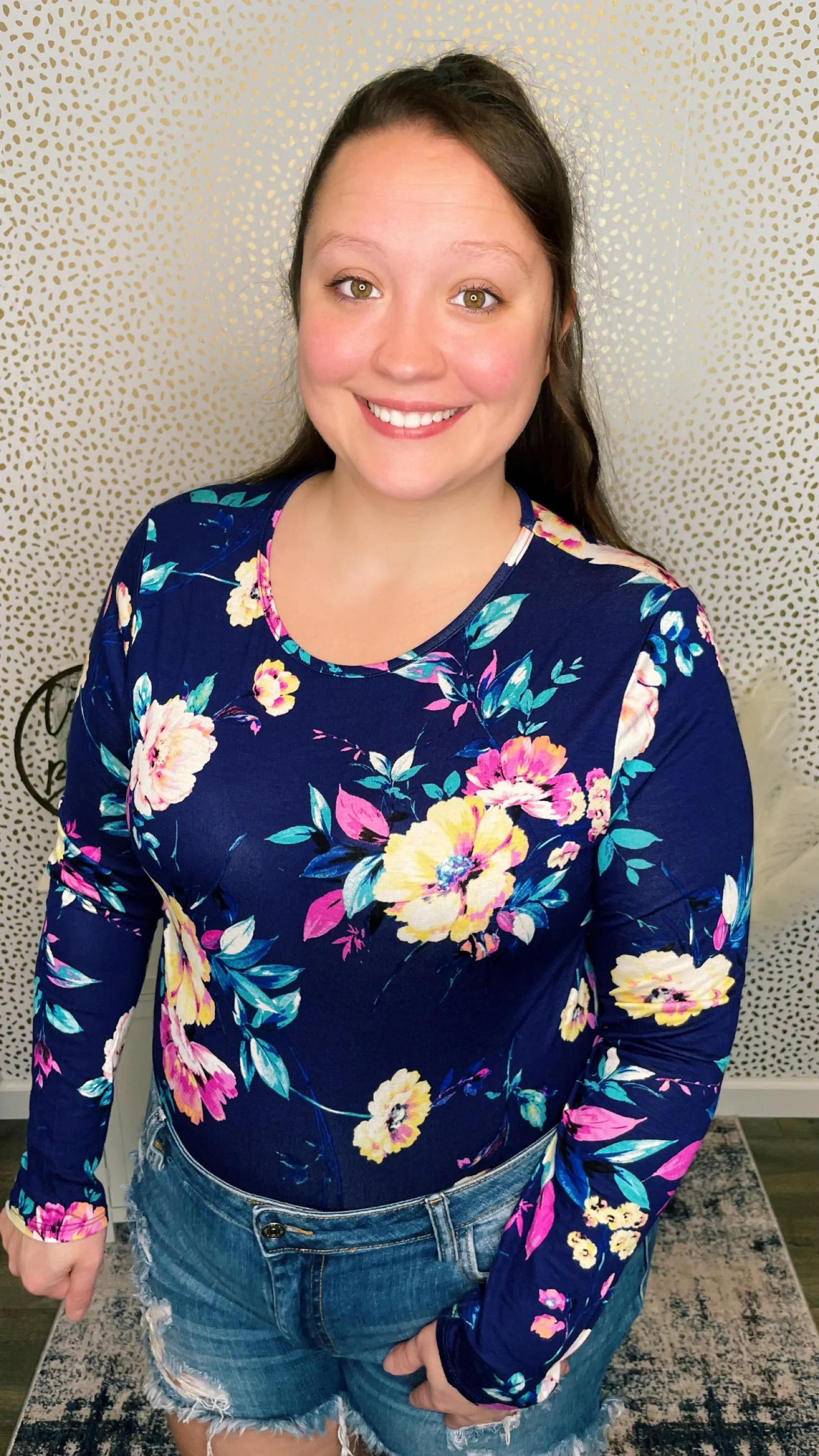 Navy Floral Bodysuit