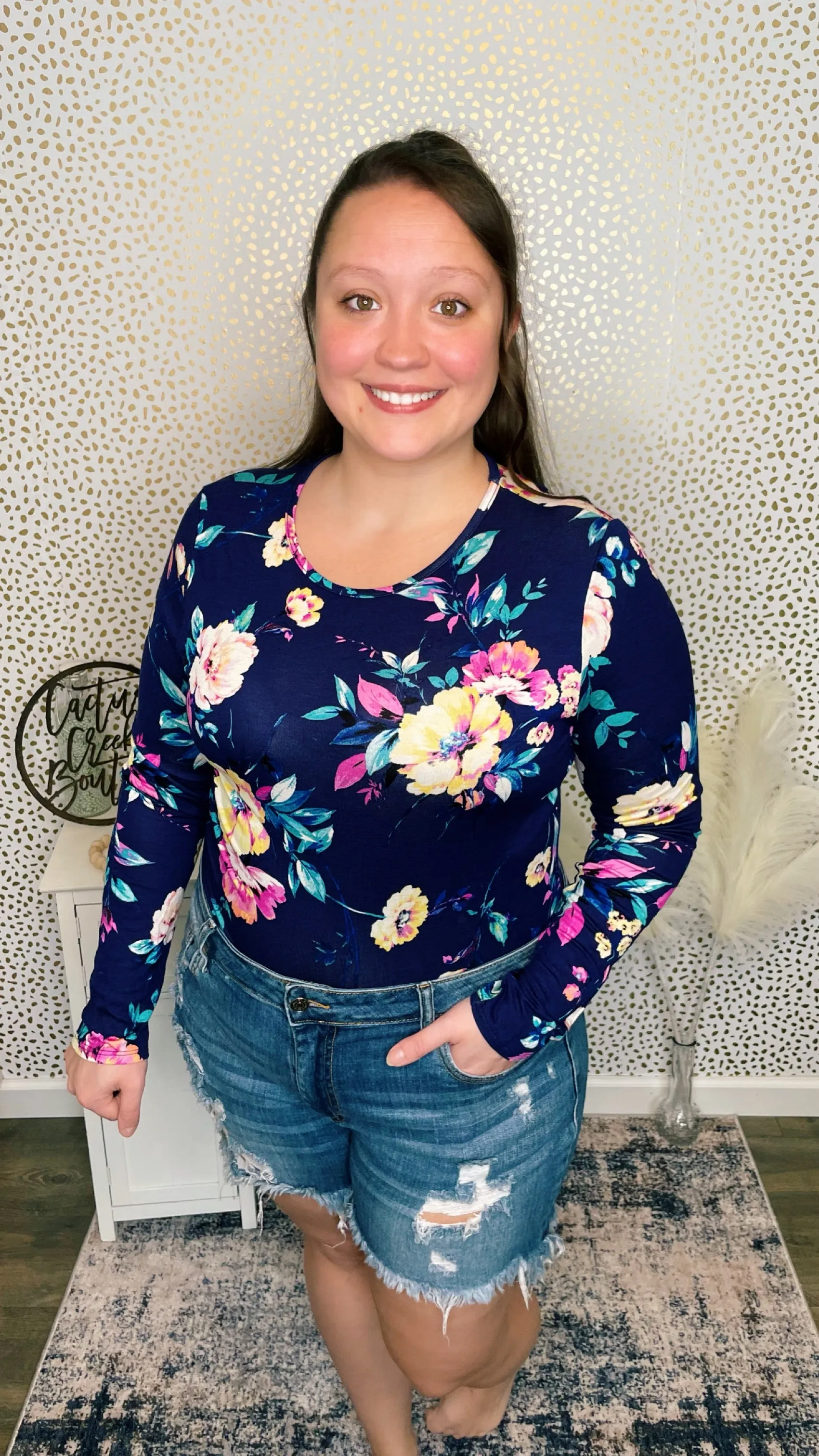 Navy Floral Bodysuit