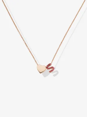 One Heart & Ruby Letter Necklace