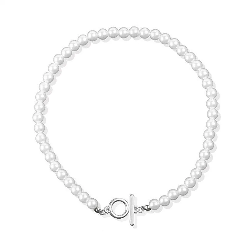 Ot Buckle Drop Ball Pearl Retro Necklace Women